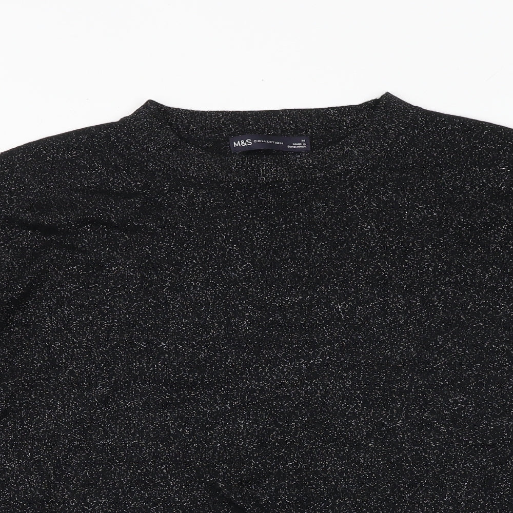Marks and Spencer Womens Black Round Neck Polyester Pullover Jumper Size M