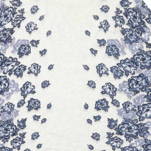 Warehouse Womens Grey Round Neck Floral Viscose Pullover Jumper Size 12