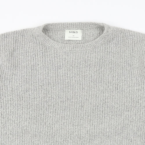 Marks and Spencer Mens Beige Round Neck Polyamide Pullover Jumper Size M Long Sleeve