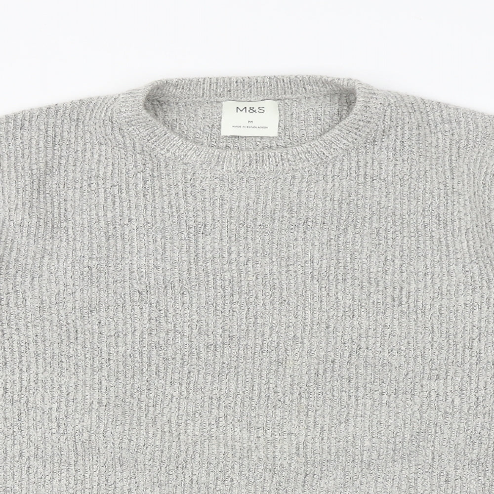 Marks and Spencer Mens Beige Round Neck Polyamide Pullover Jumper Size M Long Sleeve