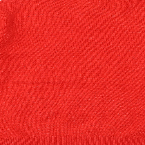 Marks and Spencer Womens Red Round Neck Geometric Acrylic Pullover Jumper Size L