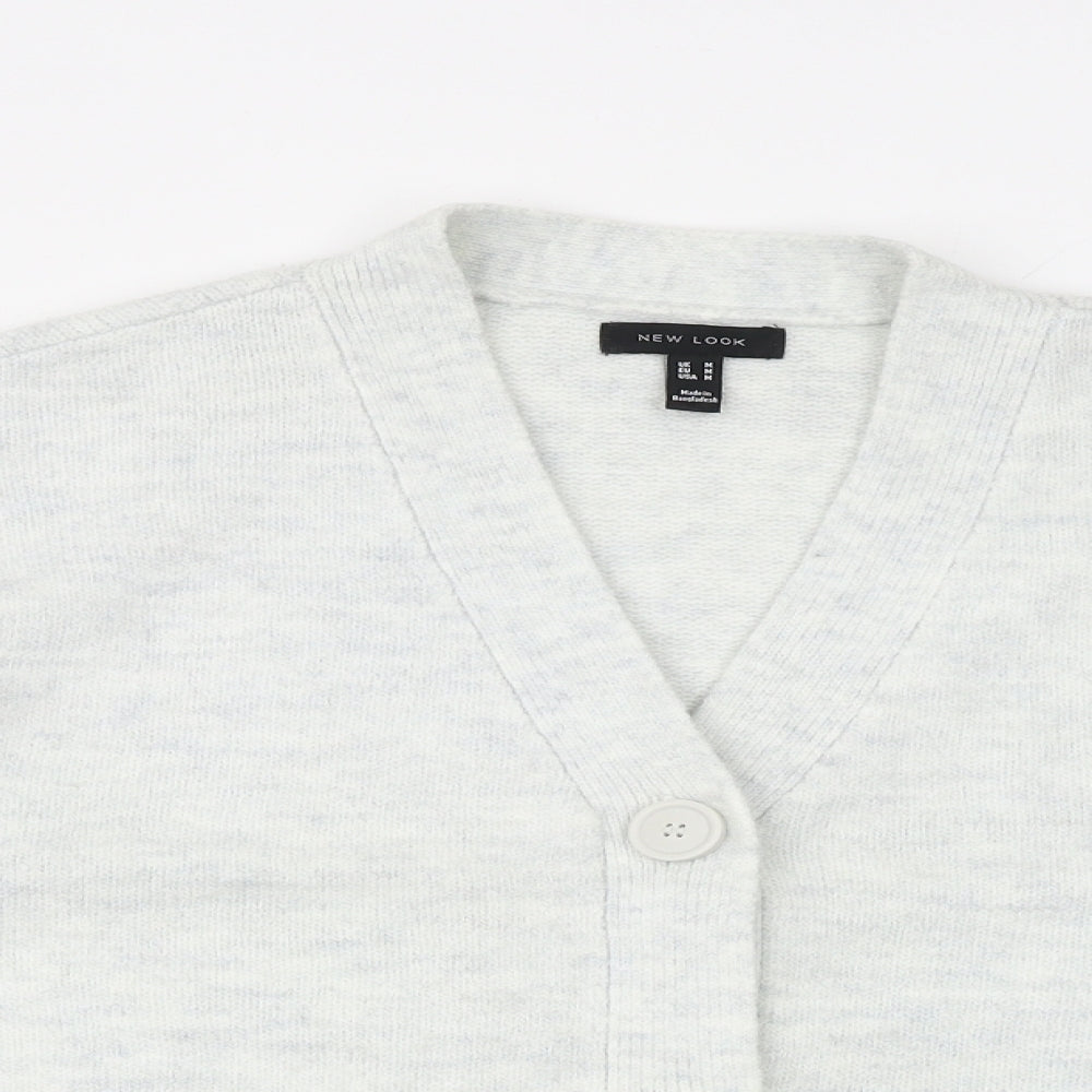 New Look Womens Grey V-Neck Acrylic Cardigan Jumper Size M