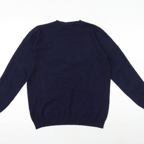M&Co Womens Blue Crew Neck Viscose Pullover Jumper Size 12 - Embellished