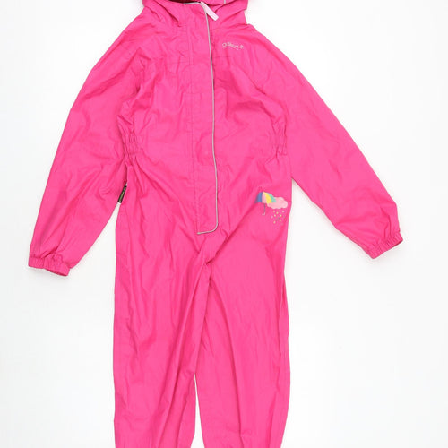 Gelert Girls Pink Rain Coat Snowsuit Size 5-6 Years Zip - Puddle Suit