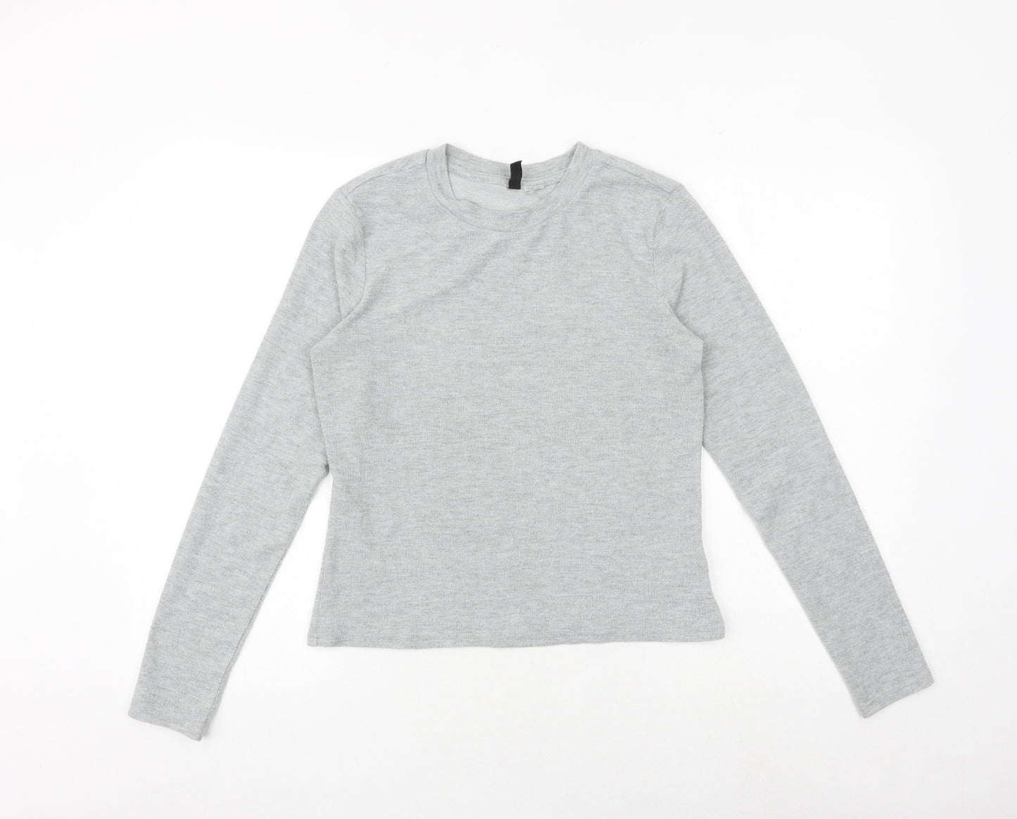 H&M Womens Grey Polyester Basic T-Shirt Size M Round Neck