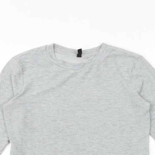 H&M Womens Grey Polyester Basic T-Shirt Size M Round Neck