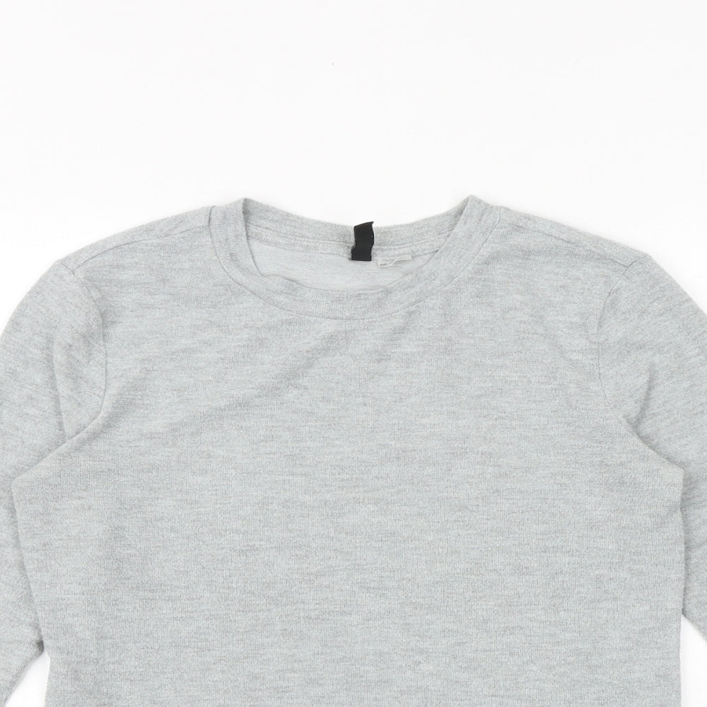 H&M Womens Grey Polyester Basic T-Shirt Size M Round Neck