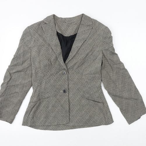 Principles Womens Brown Geometric Jacket Blazer Size 10 Button