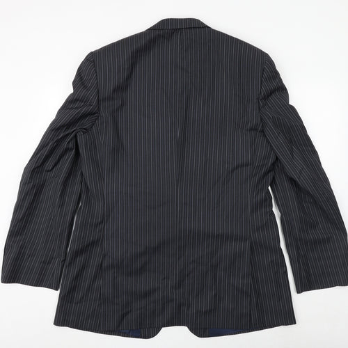 Jaeger Mens Grey Striped Wool Jacket Suit Jacket Size 44 Regular