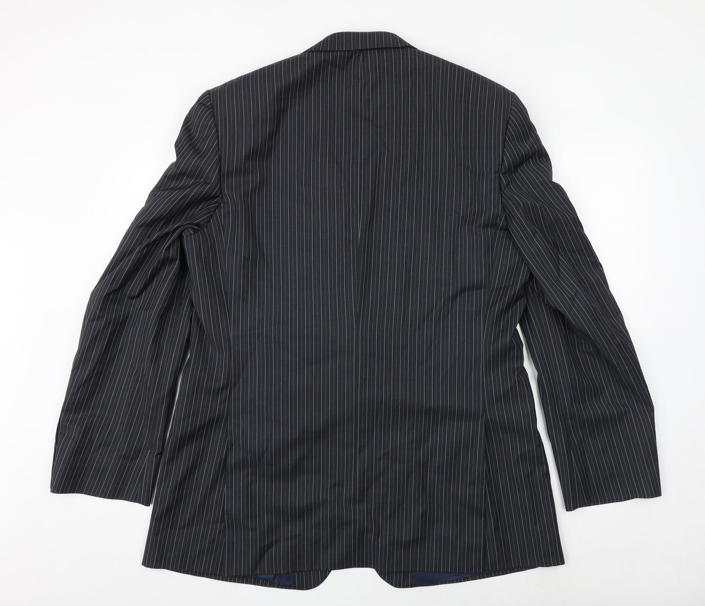 Jaeger Mens Grey Striped Wool Jacket Suit Jacket Size 44 Regular