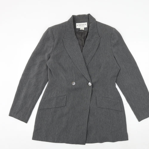 Jaeger Womens Grey Jacket Blazer Size 12 Button