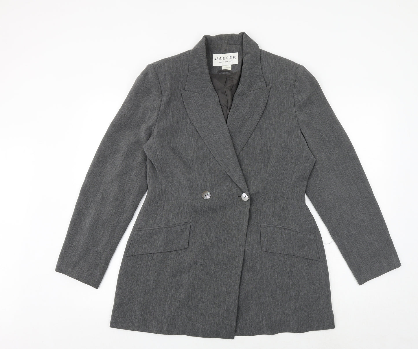 Jaeger Womens Grey Jacket Blazer Size 12 Button