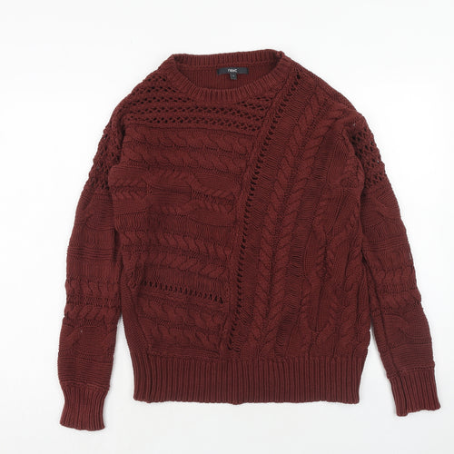 NEXT Womens Brown Round Neck Cotton Pullover Jumper Size S