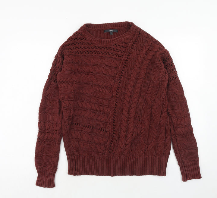 NEXT Womens Brown Round Neck Cotton Pullover Jumper Size S