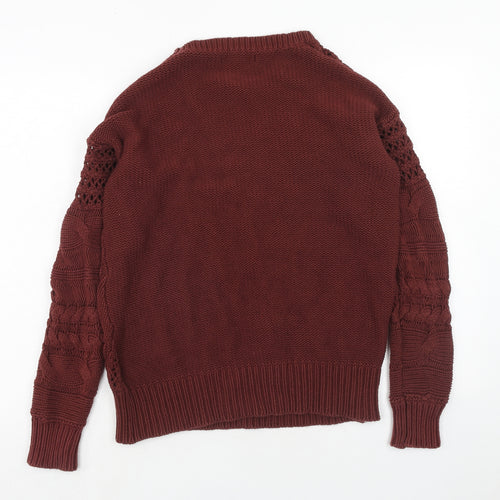 NEXT Womens Brown Round Neck Cotton Pullover Jumper Size S