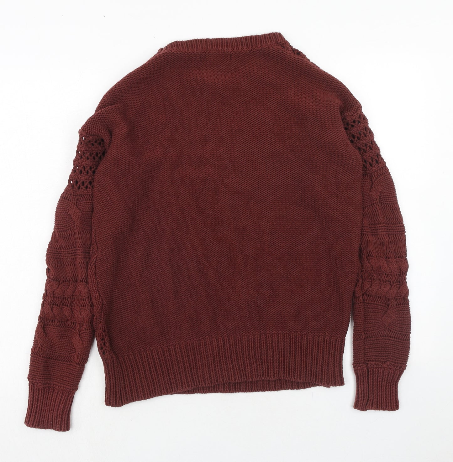 NEXT Womens Brown Round Neck Cotton Pullover Jumper Size S
