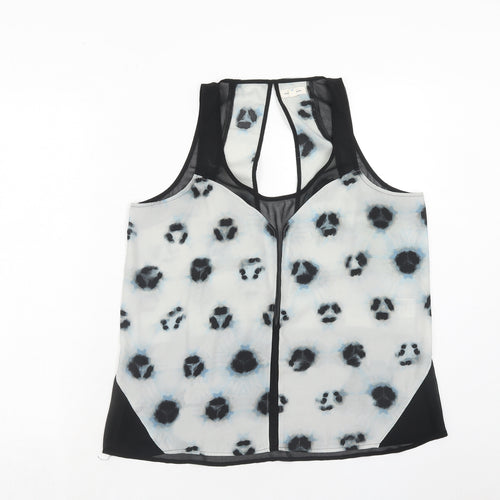 Silence + Noise Womens Grey Geometric Polyester Basic Tank Size M Scoop Neck