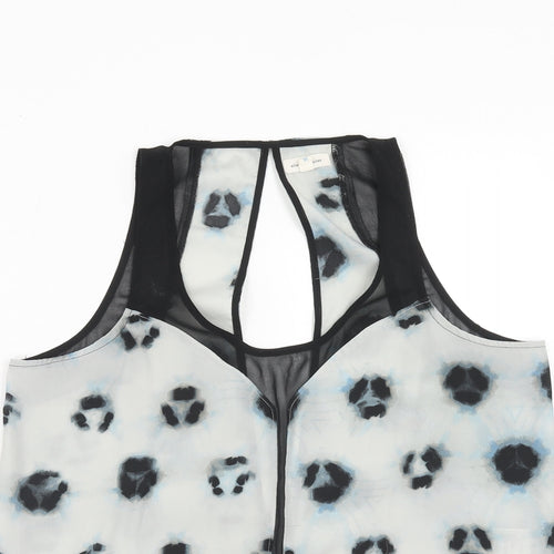 Silence + Noise Womens Grey Geometric Polyester Basic Tank Size M Scoop Neck