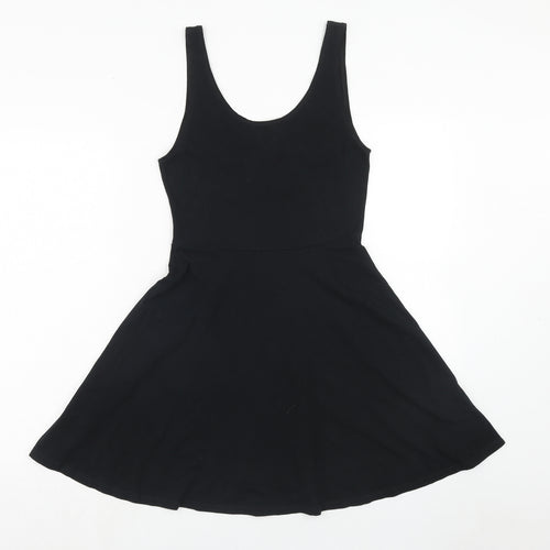 NEXT Womens Black Cotton Fit & Flare Size 12 Round Neck Pullover