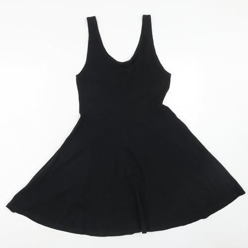 NEXT Womens Black Cotton Fit & Flare Size 12 Round Neck Pullover