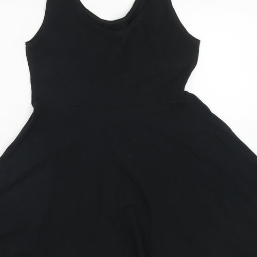 NEXT Womens Black Cotton Fit & Flare Size 12 Round Neck Pullover