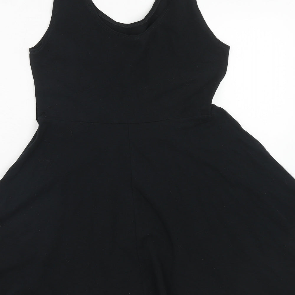 NEXT Womens Black Cotton Fit & Flare Size 12 Round Neck Pullover