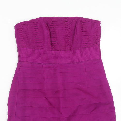 Monsoon Womens Purple Silk A-Line Size 10 Off the Shoulder Zip