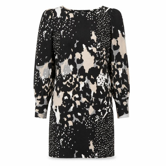 Front view of Next women’s multicoloured animal print polyester sheath, size UK 12, boat neck pullover