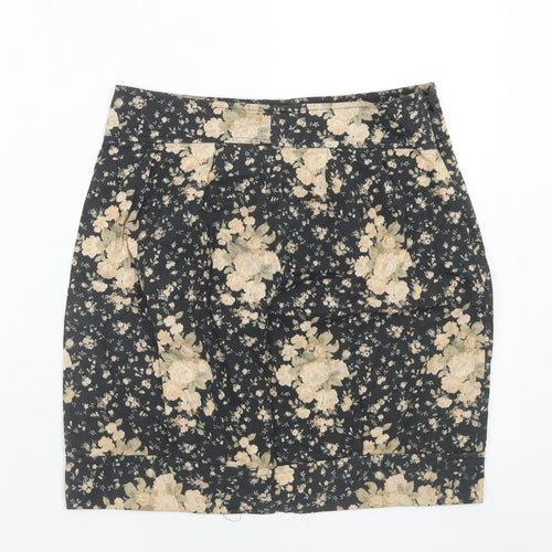 Kimchi Blue Womens Multicoloured Floral Cotton A-Line Skirt Size M Zip