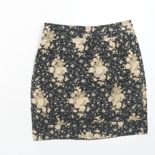 Kimchi Blue Womens Multicoloured Floral Cotton A-Line Skirt Size M Zip