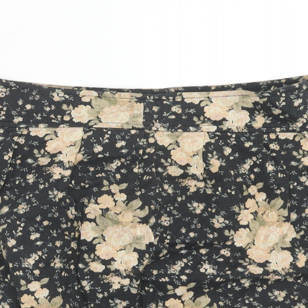 Kimchi Blue Womens Multicoloured Floral Cotton A-Line Skirt Size M Zip