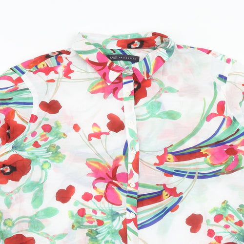 Marks and Spencer Womens Multicoloured Floral Cotton Basic Button-Up Size 16 Collared