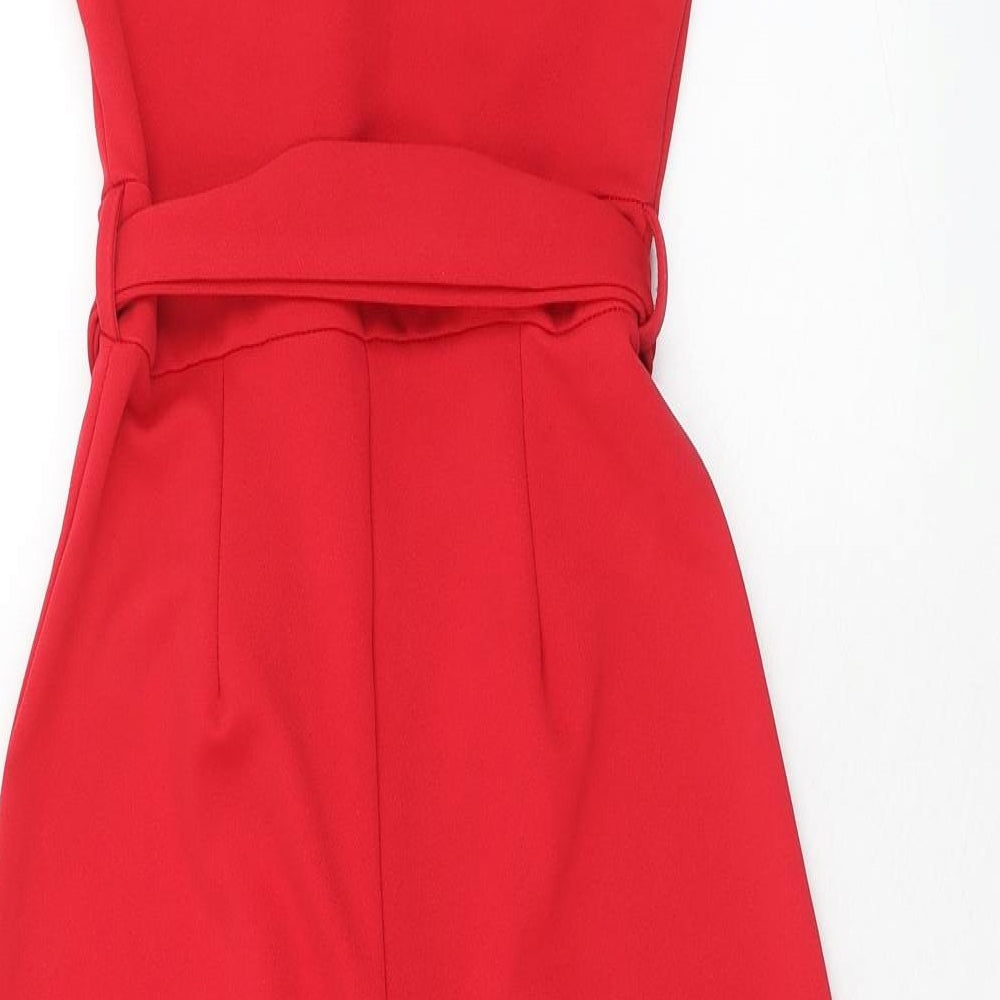 New Look Womens Red Polyester Jumpsuit One-Piece Size 8 Pullover