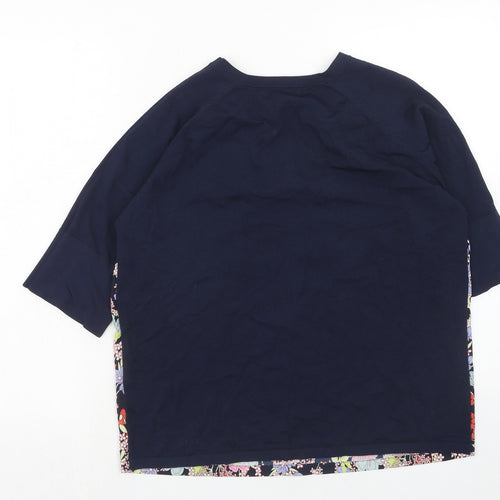 NEXT Womens Blue V-Neck Floral Viscose Pullover Jumper Size 14