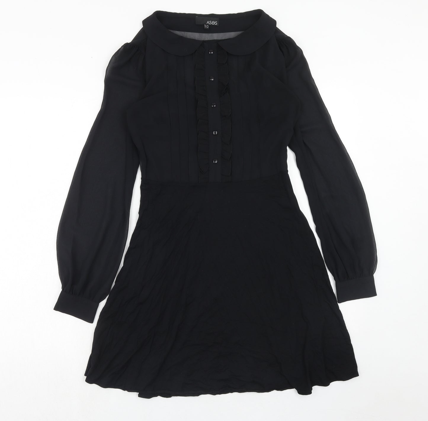 ASOS Womens Blue Polyester Shirt Dress Size 10 Collared Button