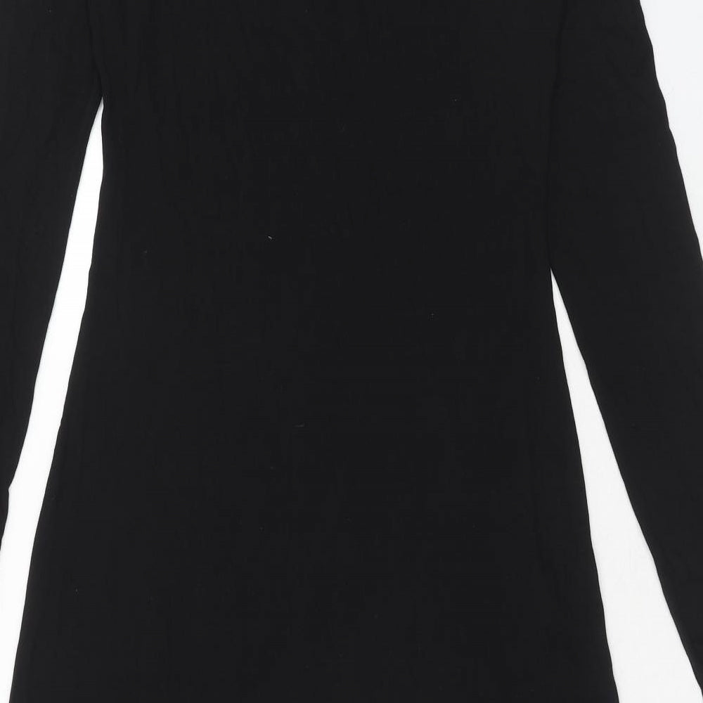 H&M Womens Black Viscose A-Line Size S V-Neck Pullover
