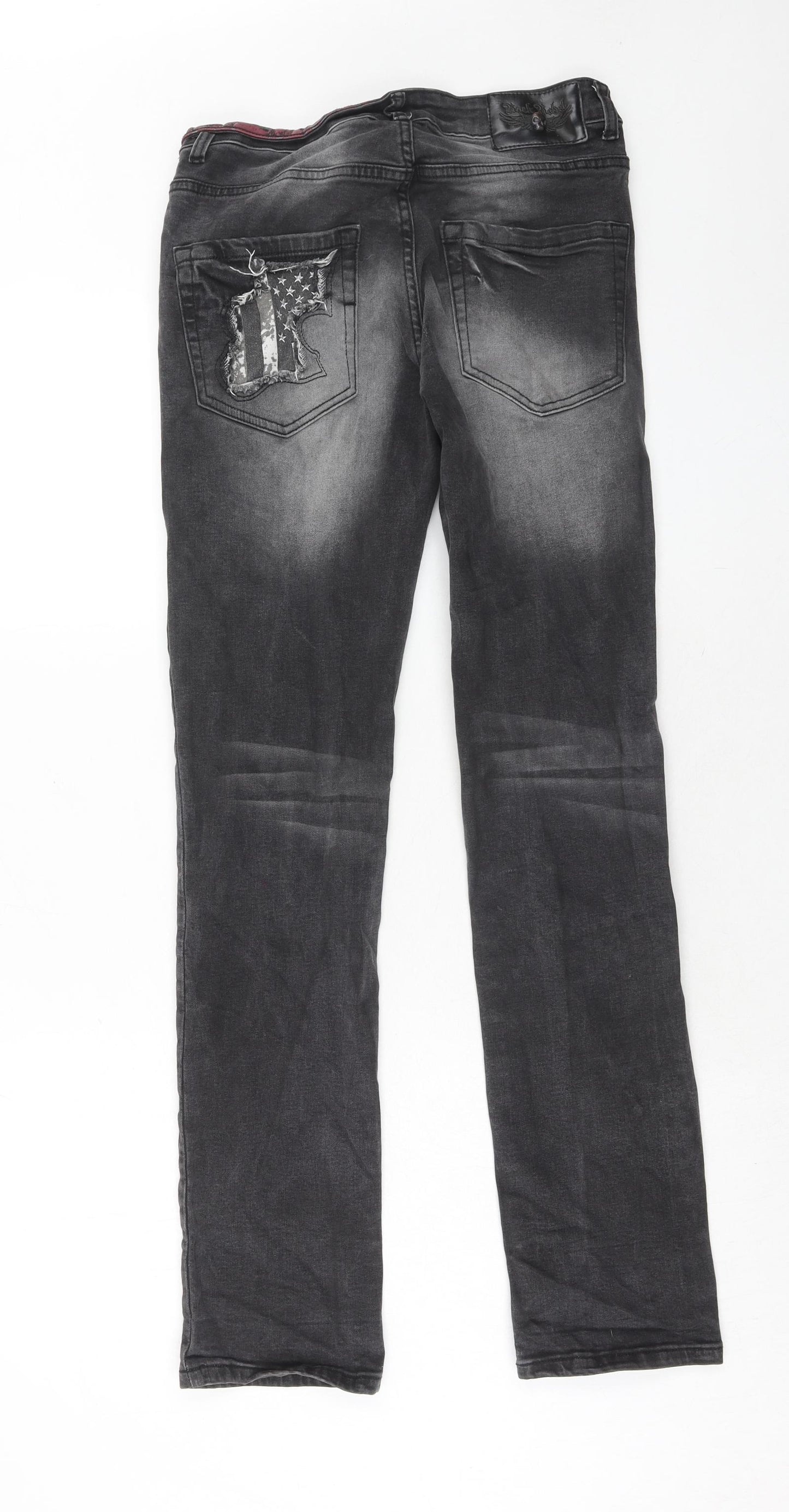 Rock Rebel Mens Grey Floral Cotton Skinny Jeans Size 28 in L32 in Regular Zip