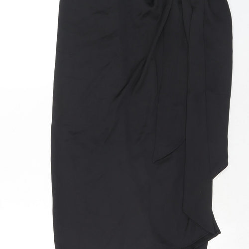 Zara Womens Black Polyester A-Line Skirt Size S Zip