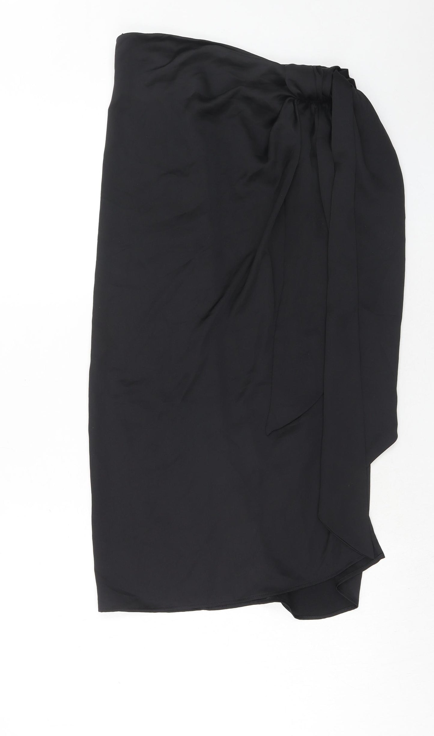 Zara Womens Black Polyester A-Line Skirt Size S Zip