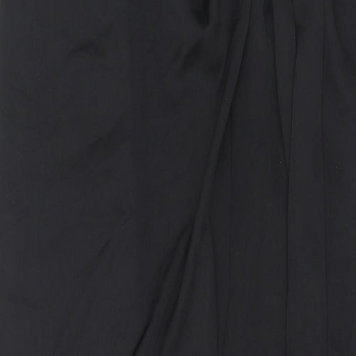 Zara Womens Black Polyester A-Line Skirt Size S Zip