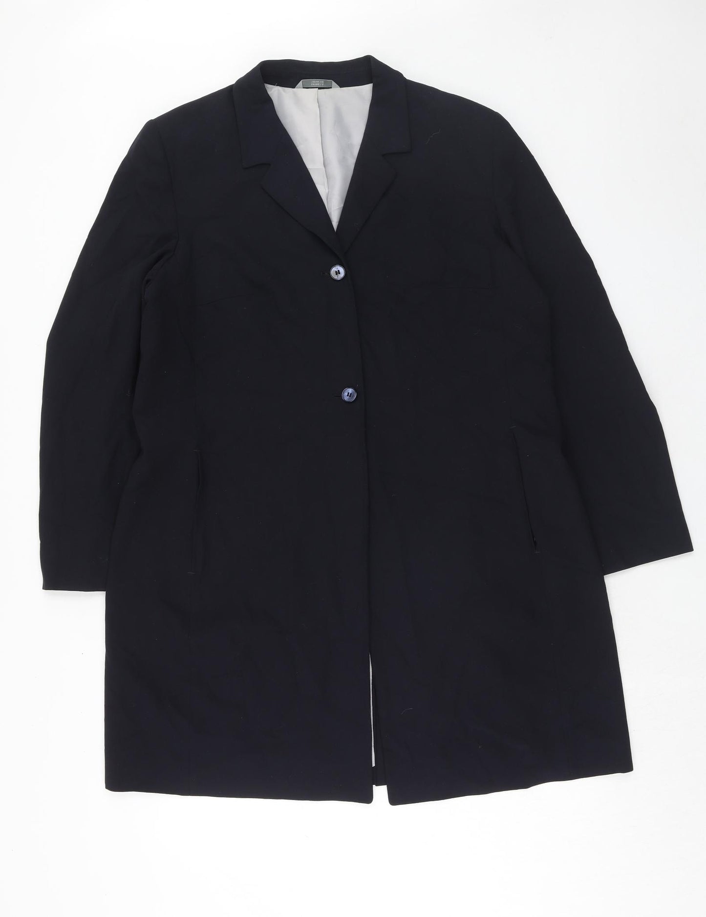 Marks and Spencer Womens Blue Polyacrylate Fibre Jacket Blazer Size 18 - Longline