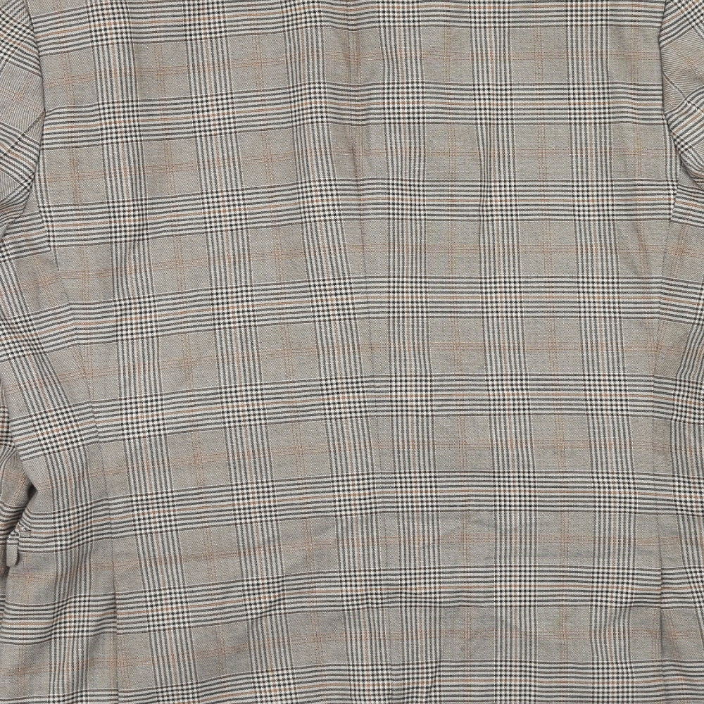 NEXT Mens Brown Plaid Polyester Jacket Blazer Size 44 Regular