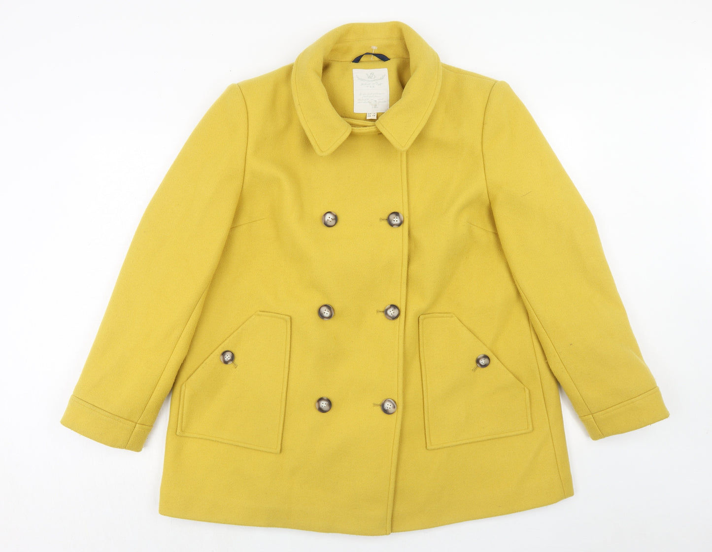 White Stuff Womens Yellow Pea Coat Coat Size 16 Button