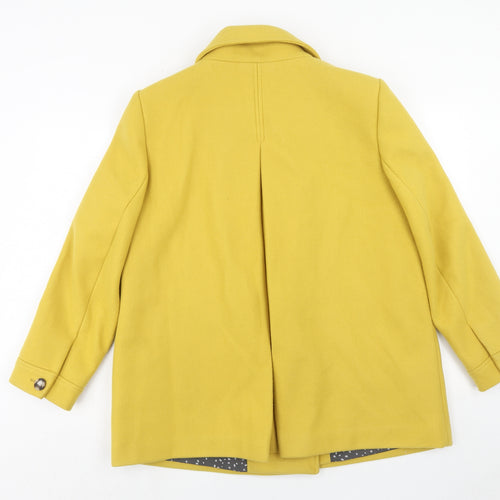 White Stuff Womens Yellow Pea Coat Coat Size 16 Button