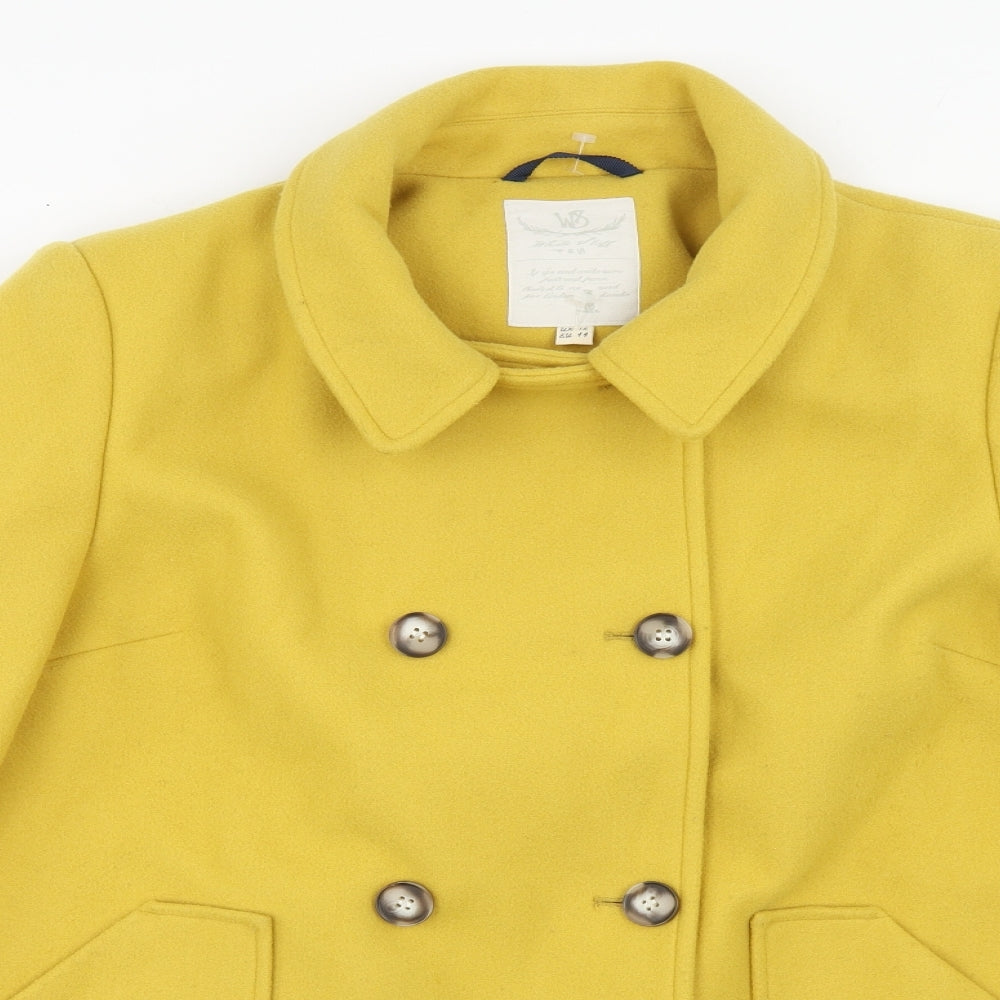 White Stuff Womens Yellow Pea Coat Coat Size 16 Button