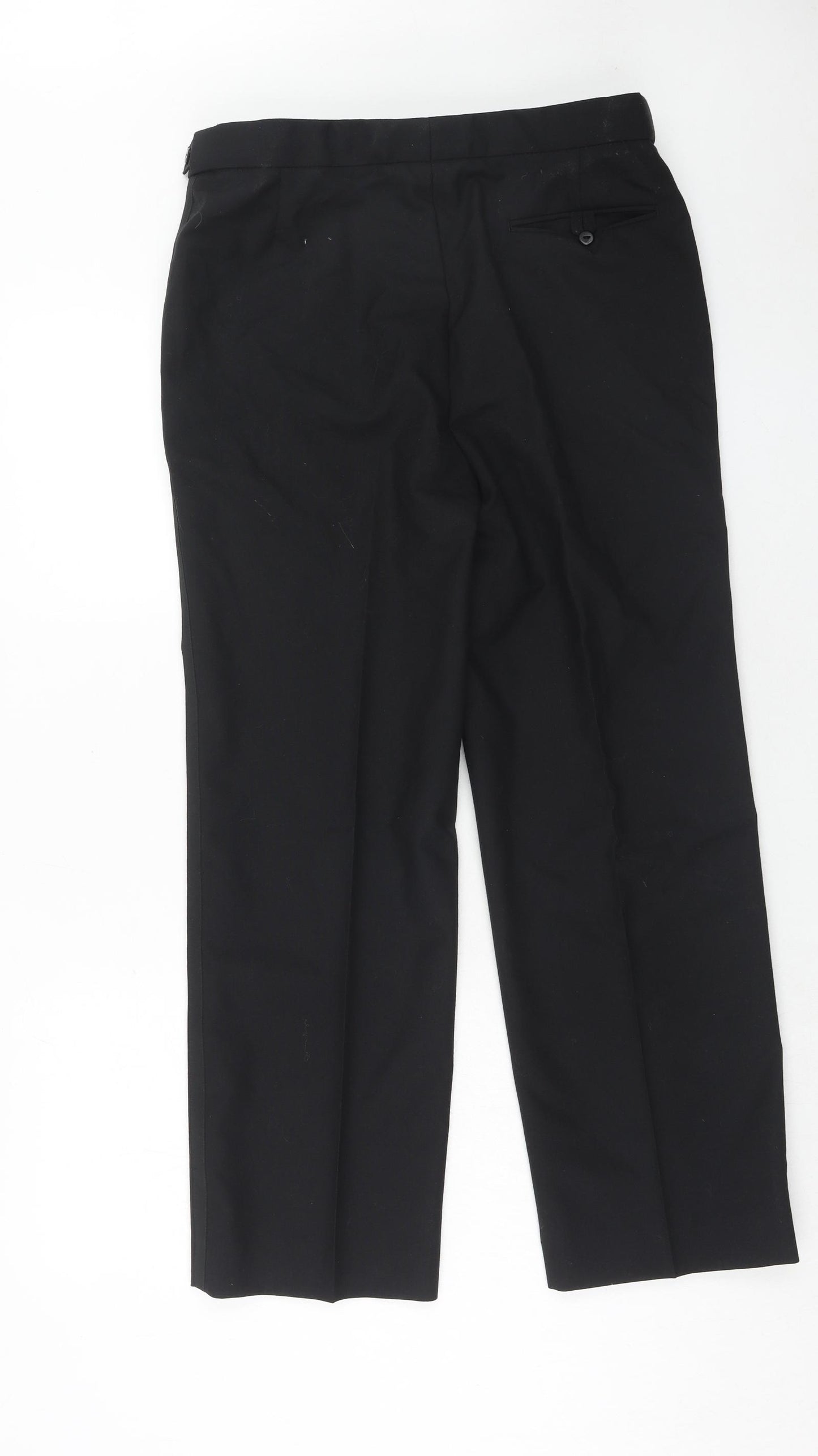 St Michael Mens Black Polyester Trousers Size 34 in Regular Zip