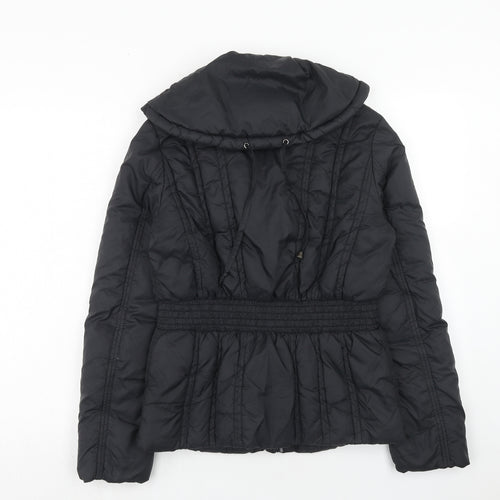 Honee Womens Black Quilted Jacket Size S Zip