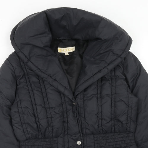Honee Womens Black Quilted Jacket Size S Zip