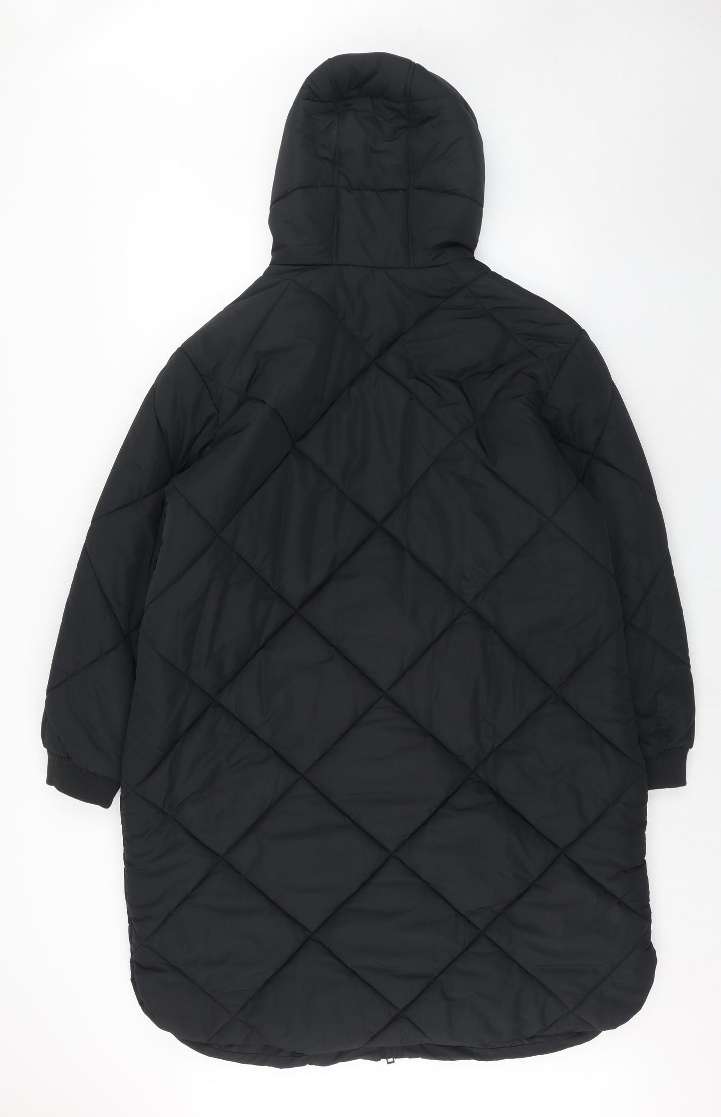 Marks and Spencer Womens Black Quilted Coat Size 10 Zip