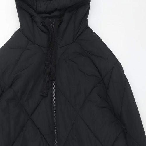 Marks and Spencer Womens Black Quilted Coat Size 10 Zip